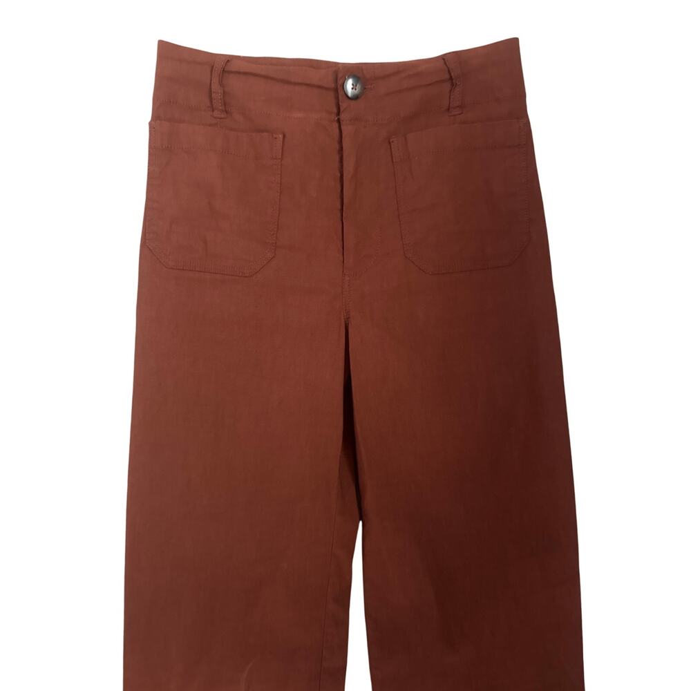 Anthropologie Maeve Colette High-Rise Wide-Leg Pants Magic Fabric Brown Size 29 - Picture 10 of 10